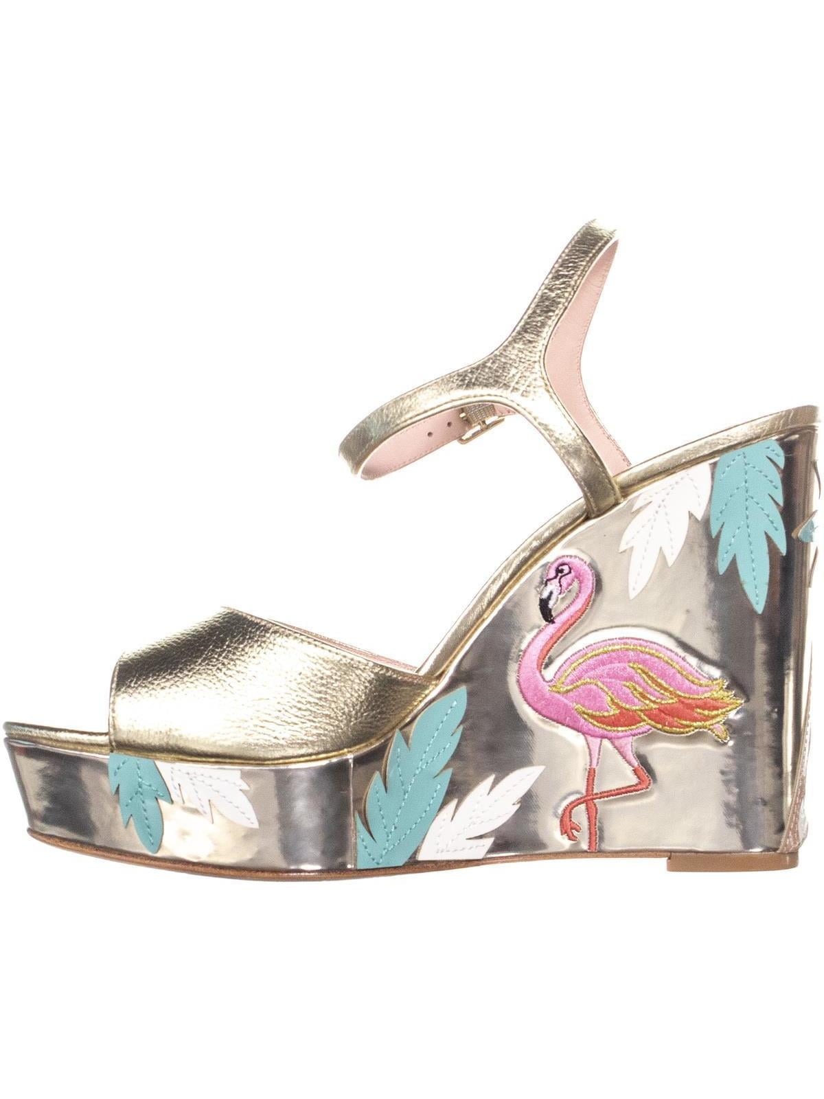 Womens Kate Spade New York Darie Platform Wedge Sandals Gold Leather