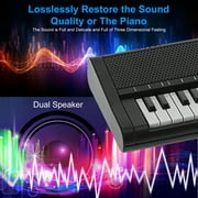 61 Keys Keyboard Piano, Electric Piano with Microphone Built-In Speaker 6 Demo Songs Gift Musical Instrument for Beginners, Teens (Black)