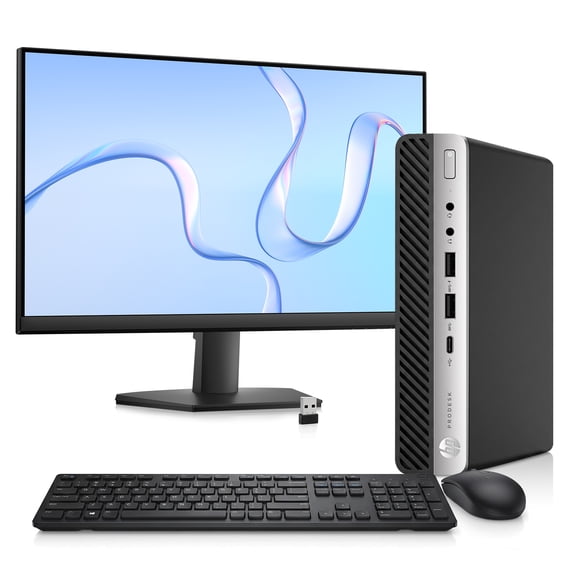 Restored HP 600 ProDesk Mini Desktop PC | Intel Core i5-8500T | 16GB DDR4 RAM | 256GB SSD | 24" Full HD LED | Built in Wi-Fi | Wireless keyboard & Mouse | Windows 11 Pro