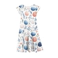 thumbnail image 4 of Riecok 6 - 15 Years Old Girls' Summer Short - Sleeved Round - Neck Easter - Printed Waist - Gathering Pocket Tiered Dress Multicolor 10-11 Years, 4 of 5
