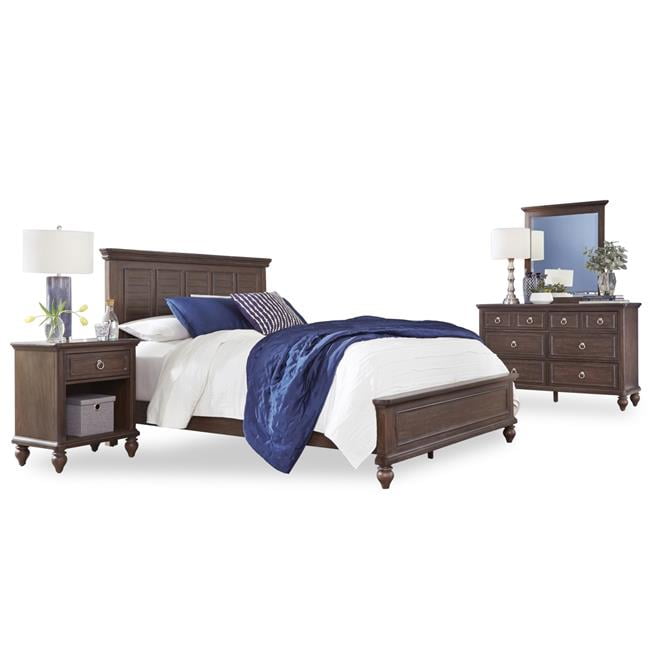Homestyles 5503-5022 Marie Queen Size Bed, Nightstand & Dresser with Mirror - Brown