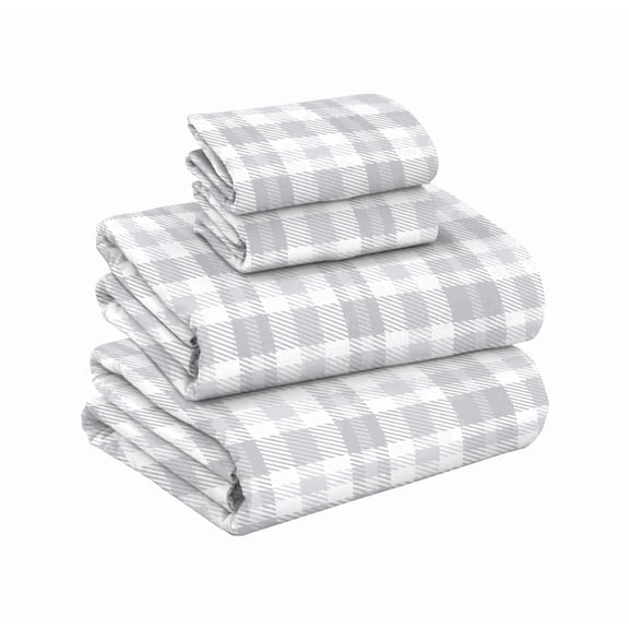RUVANTI Flannel Sheets Queen Size - 100% Cotton Double Brushed Bed Sheets, Deep Pockets 16 Inches Queen Sheet Set, All Seasons Breathable & Extra Soft - Warm & Cozy, 4 Piece, Timeless Tartan
