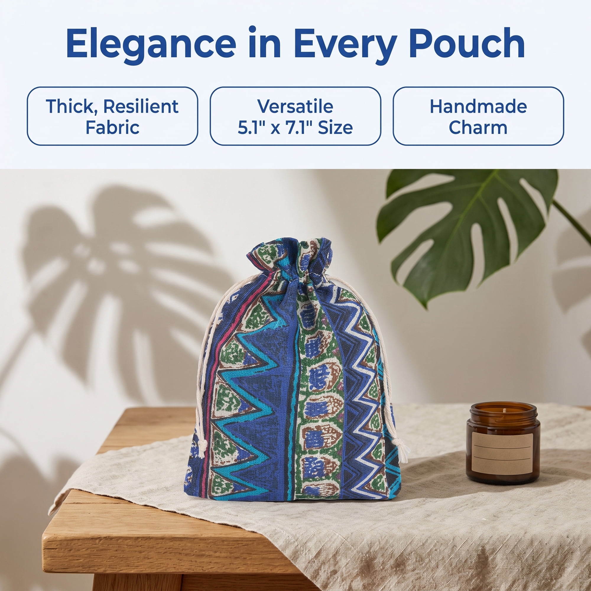 Unique Bargains Drawstring Gift Bags with Handles for Occasions Blue 5.1" x 7.1"