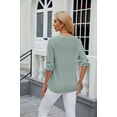 thumbnail image 2 of Scyoekwg Womens Tops Short Sleeve Solid Color Loose Casual Comfy V-Neck Button Shirts Summer Ladies Tops (Green,XL), 2 of 4