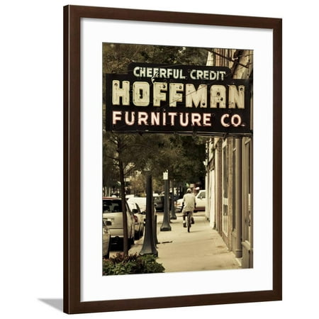 Odd Furniture For Sale USA, Alabama, Mobile, Dauphin Street, Old Neon Sign for Hoffman Furniture Framed Print Wall Art By Walter Bibikow ()