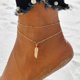 thumbnail image 4 of 1 Uds (oro) tobillera con colgante de plumas bohemias con pulsera en capas de cristal rojo cadena de pie de moda dorada para mujeres y niñas, 4 of 5