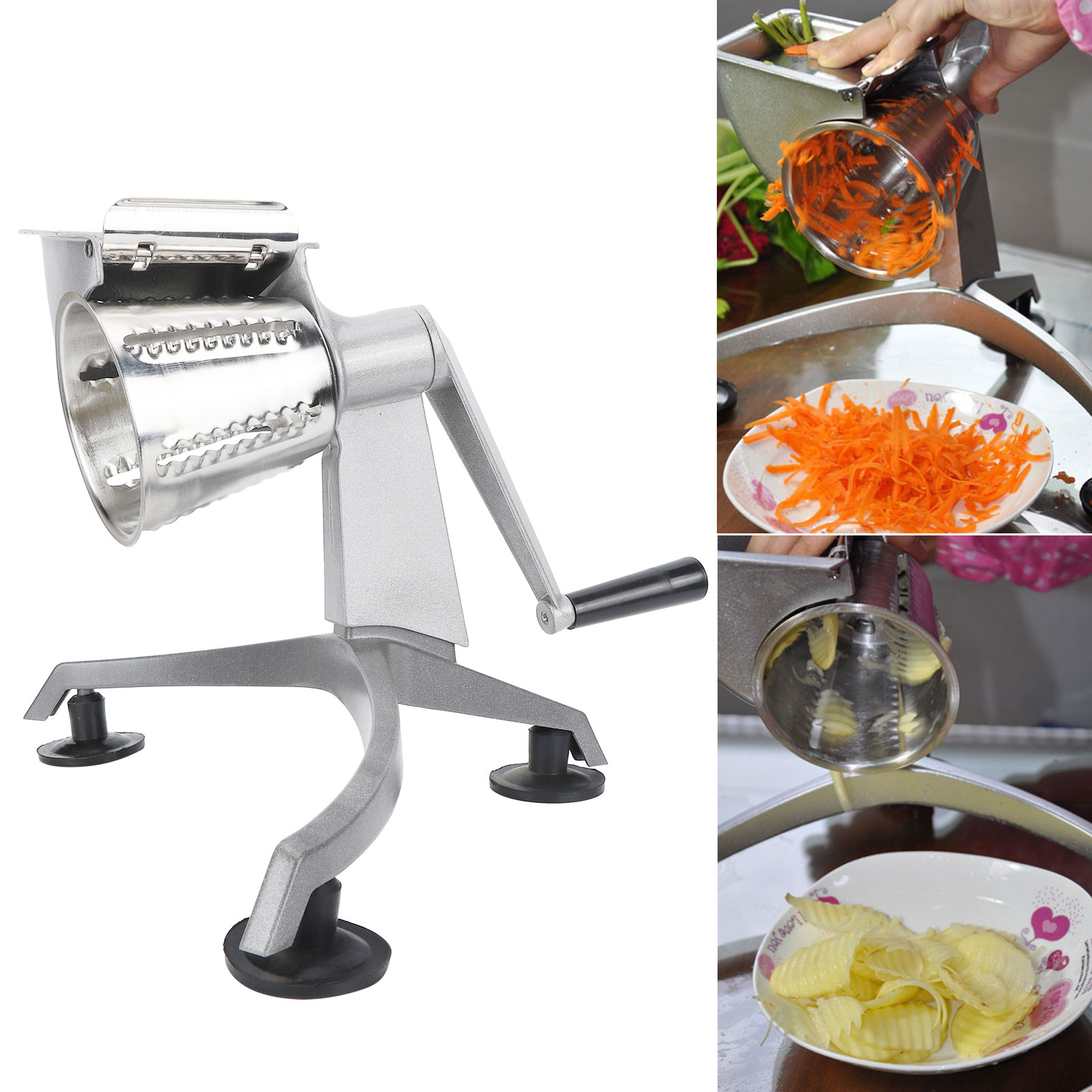 Tebru Multi‑Functional Hand Crank Vegetable Cutter Grater Food Processors  with Stainless Steel Blade for Kitchen,Food Processor,Food Shredder 