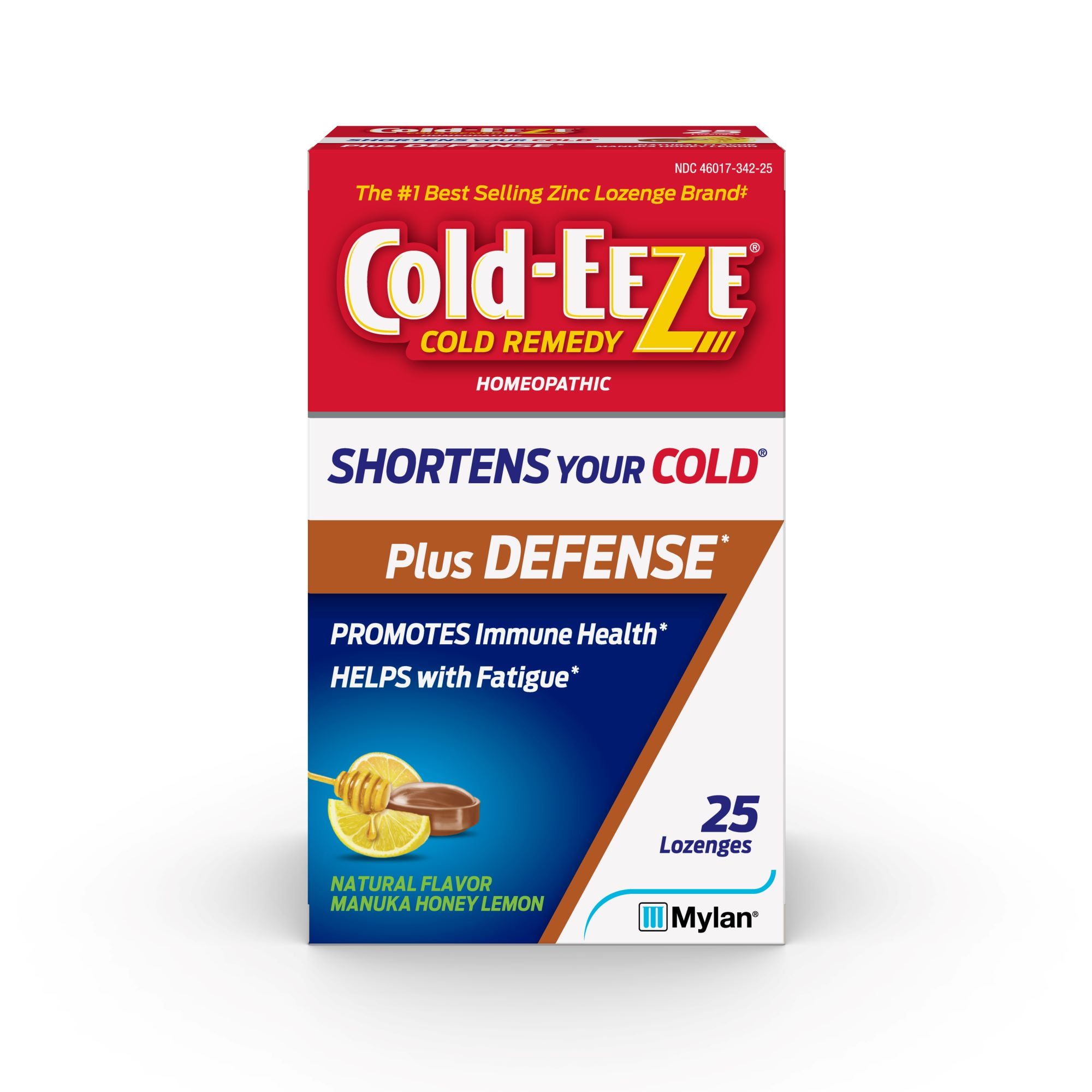 Cold-EEZE Cold Remedy Plus Defense Zinc Lozenges, Natural Manuka Honey, 25 Ct