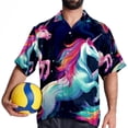 thumbnail image 4 of Robot Unicorn Attack Men's Hawaiian Button Down Printed Short Sleeve Summer Beach Shirts, 4 of 6