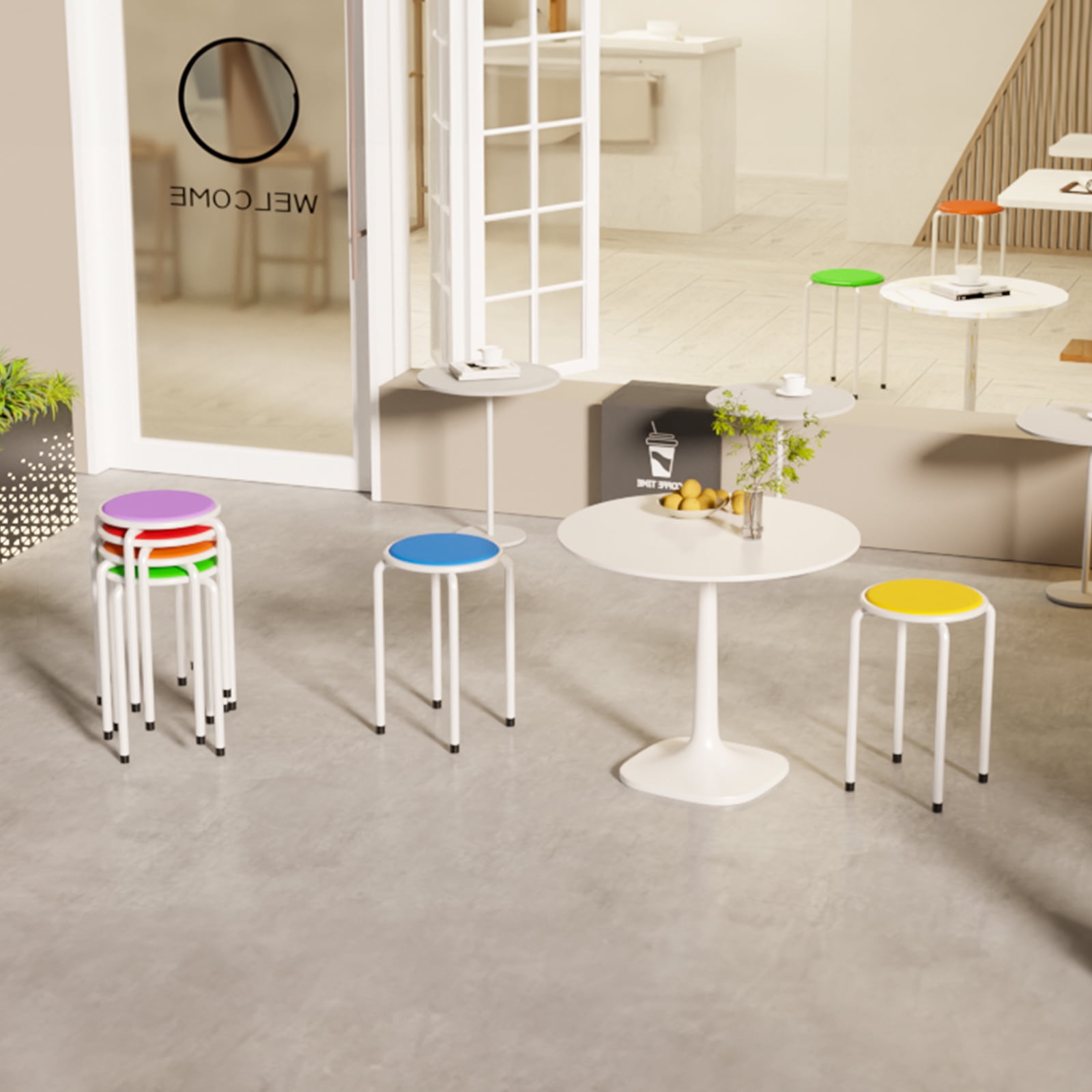 Ktaxon Rainbow Stacking Chairs 6 Pcs, Padded Stackable Conference