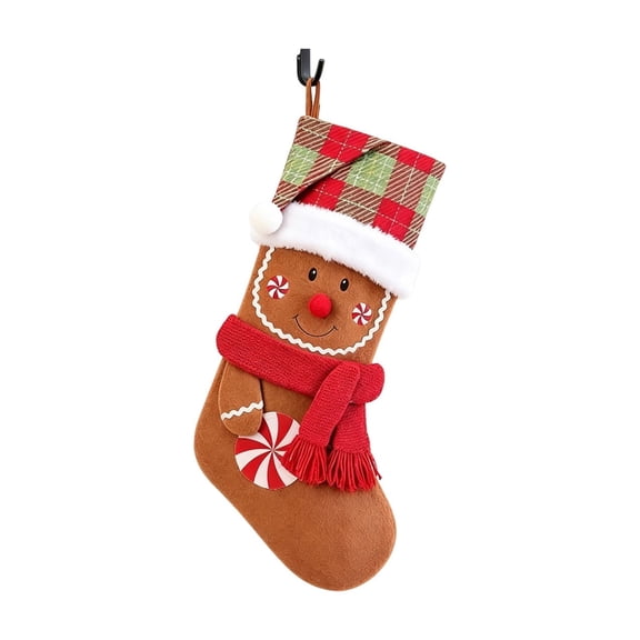 Sahpxhe Gingerbread Christmas Stocking Hanging Ornament Large Capacity Candy Gift Bag for Tree Fireplace Mantel Holiday Decor