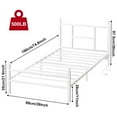 thumbnail image 2 of Fairy Twin Bed Frame with Charging Station, Metal Platform Bed with LED Lights, White, 2 of 8