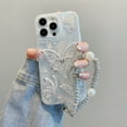 thumbnail image 3 of Étui Rigide Texturée Laser Butterfly Apple 13 pour iPhone 15, Bracelet 14 Premium 16, 3 of 5