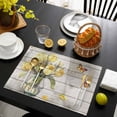 thumbnail image 3 of Yellow Tulip Placemats Set of 4, Vintage Spring Floral Retro Art Butterfly Wooden Placemats for Dining Table, Place Mats for Kitchen Tabletop, Waterproof Wipeable Dining Table Mats Set, 3 of 9