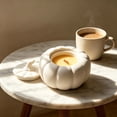 thumbnail image 6 of AZXY Halloween Decorations White Matte Pumpkin Scented Jar Candle, Wood Wick Long鈥態urning Soy Wax Candle With Lid, Aromatic Fall Thanksgiving Desktop Candle for Coffee Table Shelf Windowsill, 6 of 8