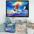 thumbnail image 3 of Sail ships On The Ocean Waves During Evening 32 in x 16 in Framed Painting Canvas Art Print, by Designart, 3 of 4