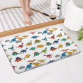 thumbnail image 4 of White Cartoon Fantasy Dinosaurs Pattern Bathroom Rugs Mat,Non Slip Microfiber Bathroom Rug,Rubber Backing,Soft Bathroom Mats for Bathroom Floor,Tub and Shower,17x27in(43x68cm), 4 of 5