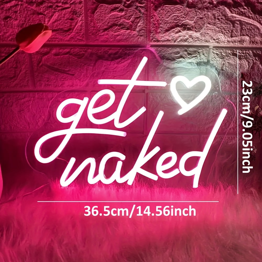 1pc "Get Naked" USB-Powered LED Neon Sign - Wall-Mounted, Cursive Font, Pink & Purple Glow, Perfect for Birthday, Wedding, Party, or Hotel Decor, Party Wall Decor | Cursive Font Design