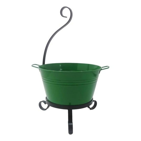 Enameled Galvanized Steel Planter with Iron Stand