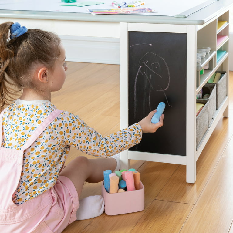 Martha Stewart Crafting Kids' Art Table and Paper Roll - Gray, 3+  Children's Drawing and Painting Desk, Wooden Activity Table with Storage  Drawers