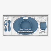 ezpz First Foods Set (Sage) - 100% Silicone Suction Bowl, 2oz Cup, Tiny Spoons - Designed by a Pediatric Feeding Specialist - 6 Months+