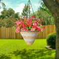 thumbnail image 4 of Artificial Faux Hanging Plants Flowers Basket for Spring, Red Daisy Flowers Eucalyptus UV Resistant Look Real for Outdoor Outside Porch Decoration, 4 of 8