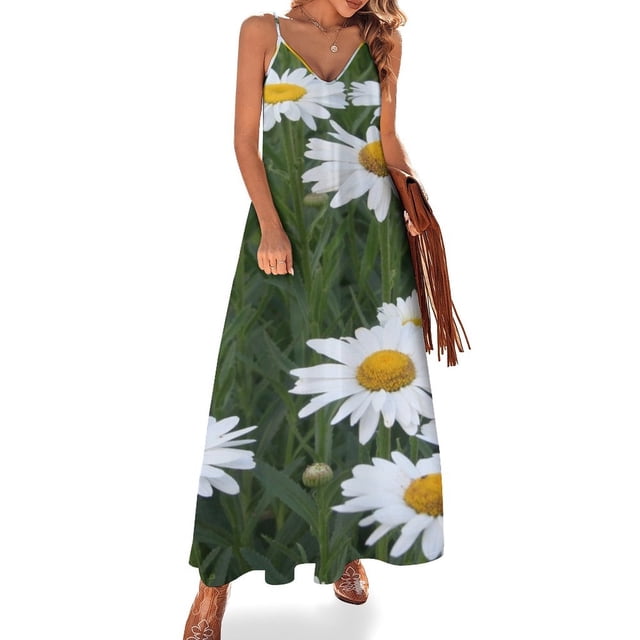 Fotografía de margaritas en un macizo de flores de jardín Vestido sin mangas Vestido de dama de honor mujer Vestidos de mujer