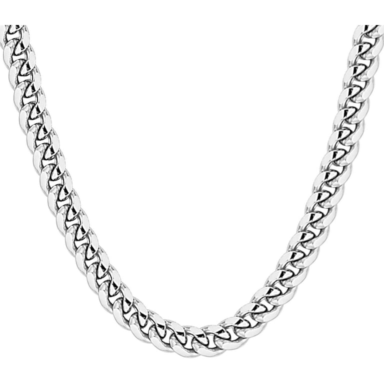 Sterling Silver Necklace Chain For Mens Boys - Miami Link Cuban