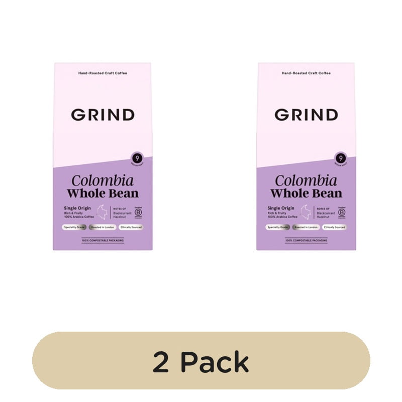 Grind Colombia Single-Origin Whole Bean Coffee 200g, British Import (Pack of 2)