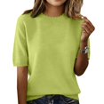 thumbnail image 2 of Duoif Womens Tops Women'S Short Sleeve Pullover Spring 2026 Fashion Crew Neck Knitted Shirt Elegant Lightweight Short Sleeve Pullover Spring Summer Green M, 2 of 4