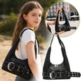 thumbnail image 4 of BotaniNest Shoulder Large Capacity Cool Girl Shoulder Adjustable Strap Belt Buckle Handbag Commute Travel Shopping Tote, 4 of 7