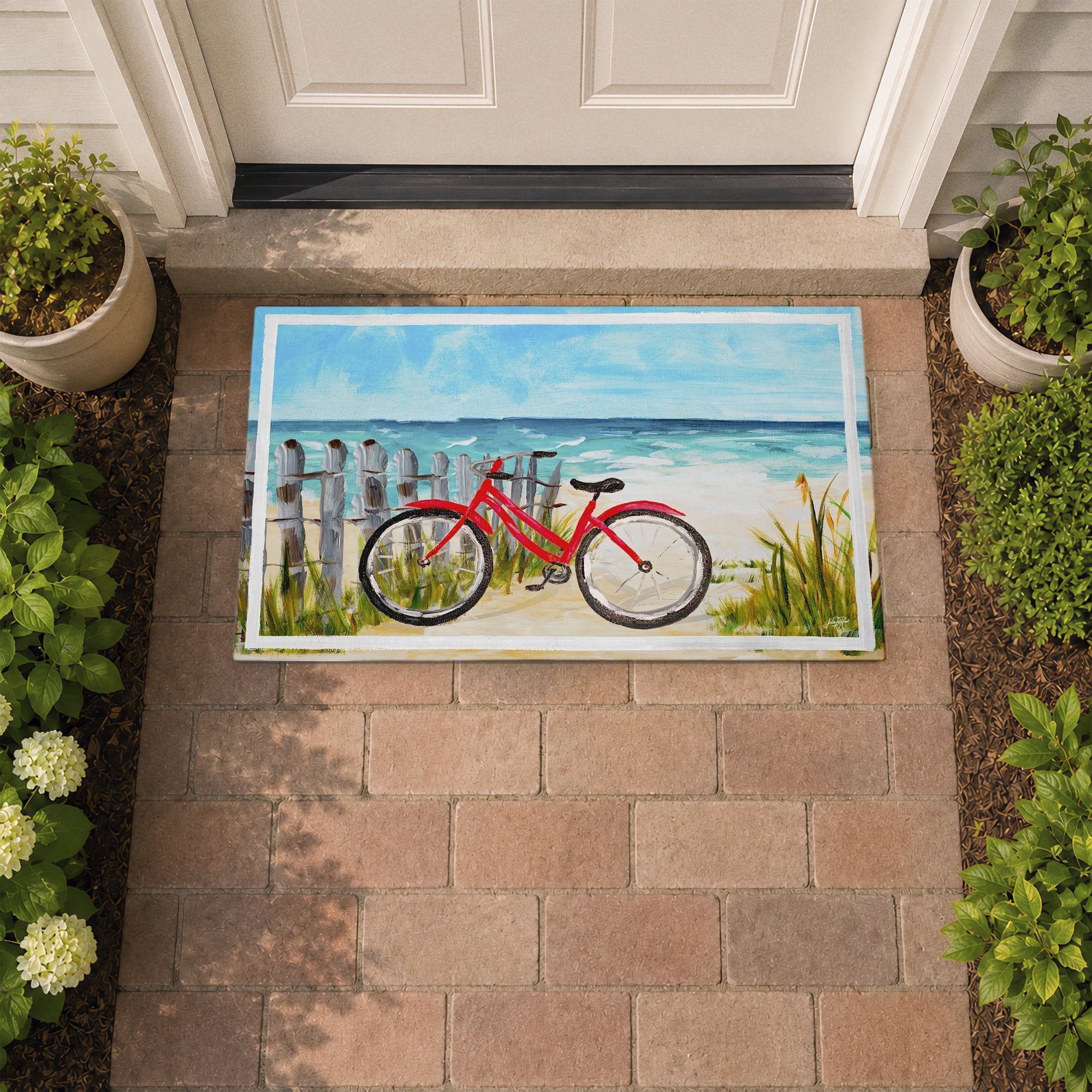 Stupell Industries Coastal Rides on Bicycle Printed Outdoor Door Floor Mat, design by Julie DeRice