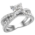 thumbnail image 4 of Princess Cut Diamond Engagement Rings 14K Gold Split Shank Style Cross Shank 1.75 CT TW 14K White Gold (J-K,SI1), 4 of 8