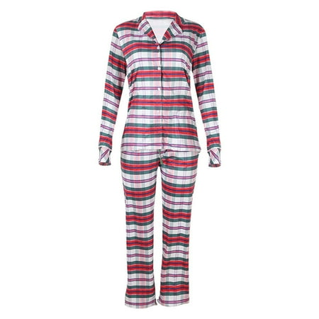

Dianli Sets for Women 2023 Trendy Long Sleeve Women s Fashion Christmas Button Cute Shirts and Elastic Waist Drawstring Straight Pants Pajamas Homewear Sets Two-Piece Sets Plaid Print Outfits