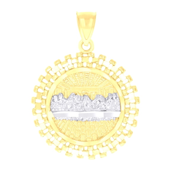 14k Two-tone Gold Mens Last Supper Religious Charm Pendant for Men