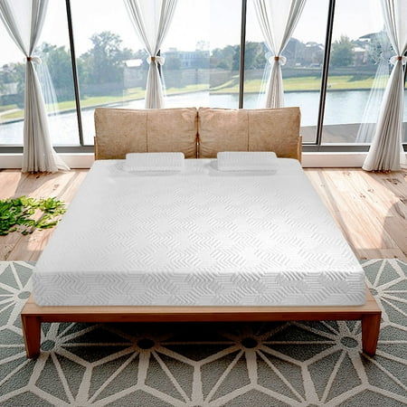 Zimtown 10" Queen Size Firm Memory Foam Mattress, Sleeps Cooler, Supportive & Pressure Relief, 2 FREE Pillows + Cover