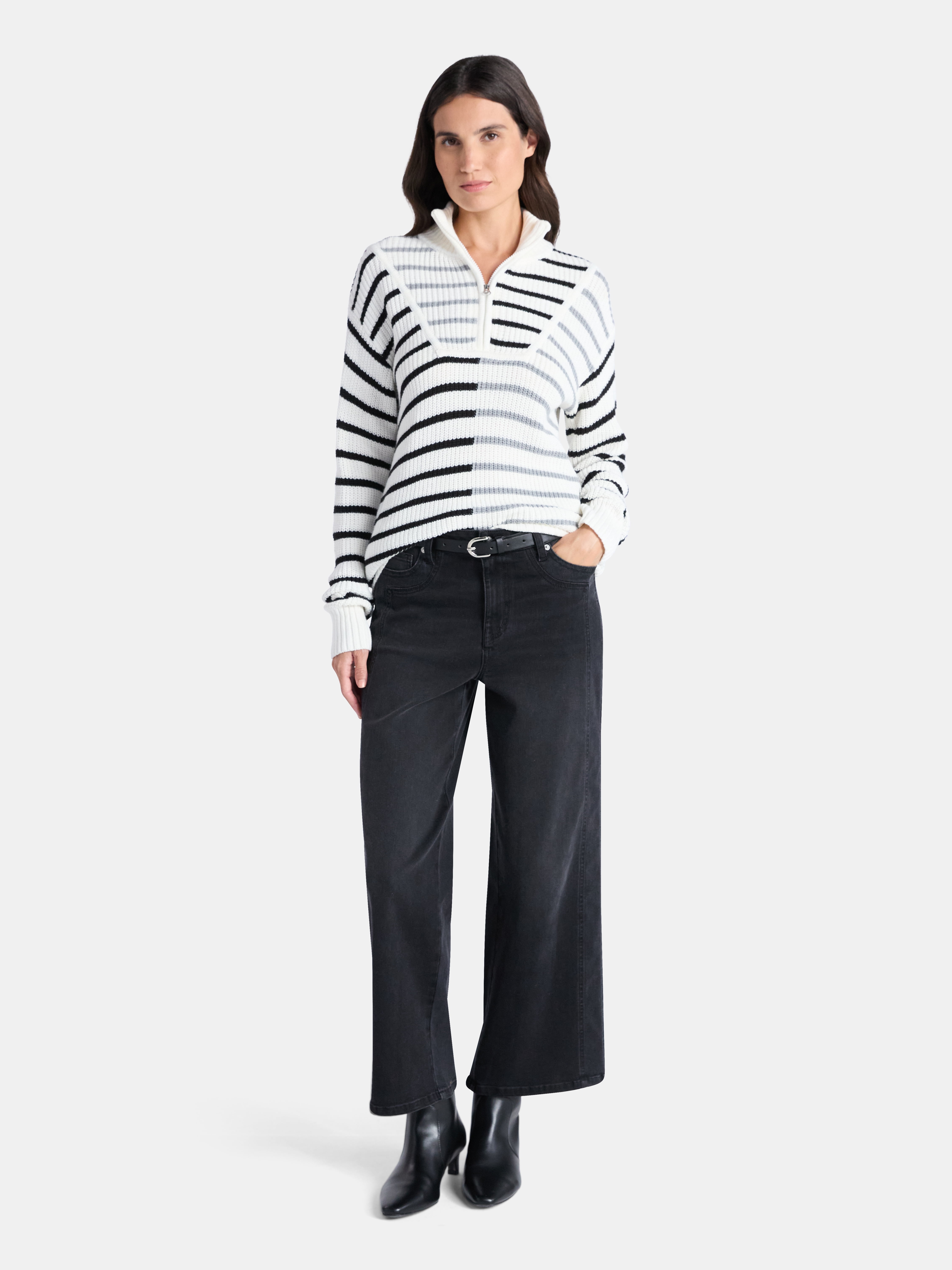 Time and Tru Women's Half Zip Pullover Sweater, Midweight, Sizes XS-XXXL