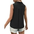 thumbnail image 3 of Gvmfive Womens Summer Casual Turn Down Collar Sleeveless Tank Tops V Neck Chiffon T-shirt, 3 of 4