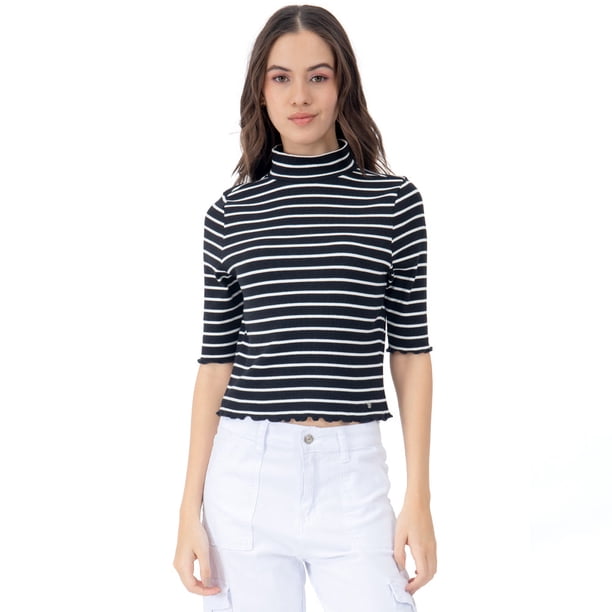 PLAYERA PARA MUJER QUARRY MANGA MEDIA CUELLO LARGO