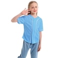 thumbnail image 2 of GiLiling Kids Baseball Jersey Button Down Solid Color Short Sleeve Shirt Hipster Hip Hop Active Team Sports Uniform (Sky Blue, 8-9 Years), 2 of 7