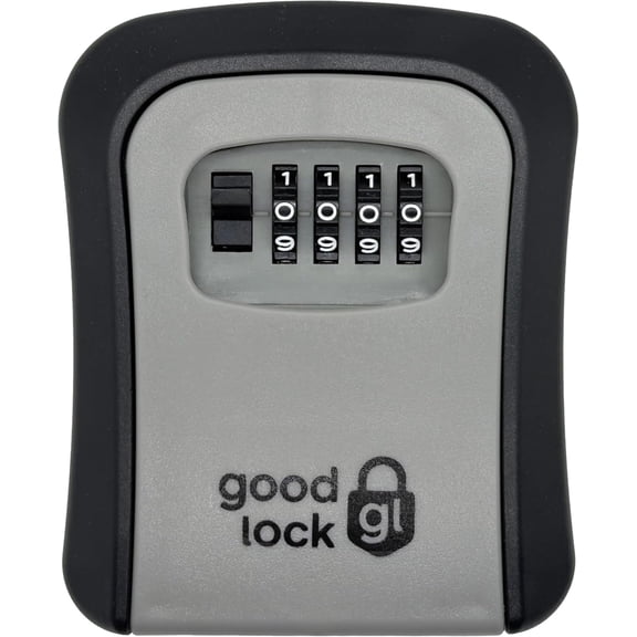 Good Lock Portable Key Storage Box - Lightweight & Durable Plastic Combination Lockbox - 4-Digit Code Security Lockbox for House Keys, Realtors, Airbnb & Contractors - Gray/Black