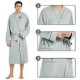 thumbnail image 4 of HEARTNICE Mens Robe 100% Cotton, Soft Lightweight Knit Spa Long Bathrobe,(Grey,S-M), 4 of 5