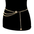 thumbnail image 6 of OQRKI Belt Buckle Mens Belts Leather Vintage Women Waistband Metal Waist Chain Belt Wide Gold Coins Tassel Band Leash Gold One Size, 6 of 7