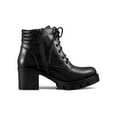 thumbnail image 4 of BLISSFUL STEP Women's Boot Rounded Toe Side Zip Combat Block Heel Ankle Boots Black 8.5, 4 of 9