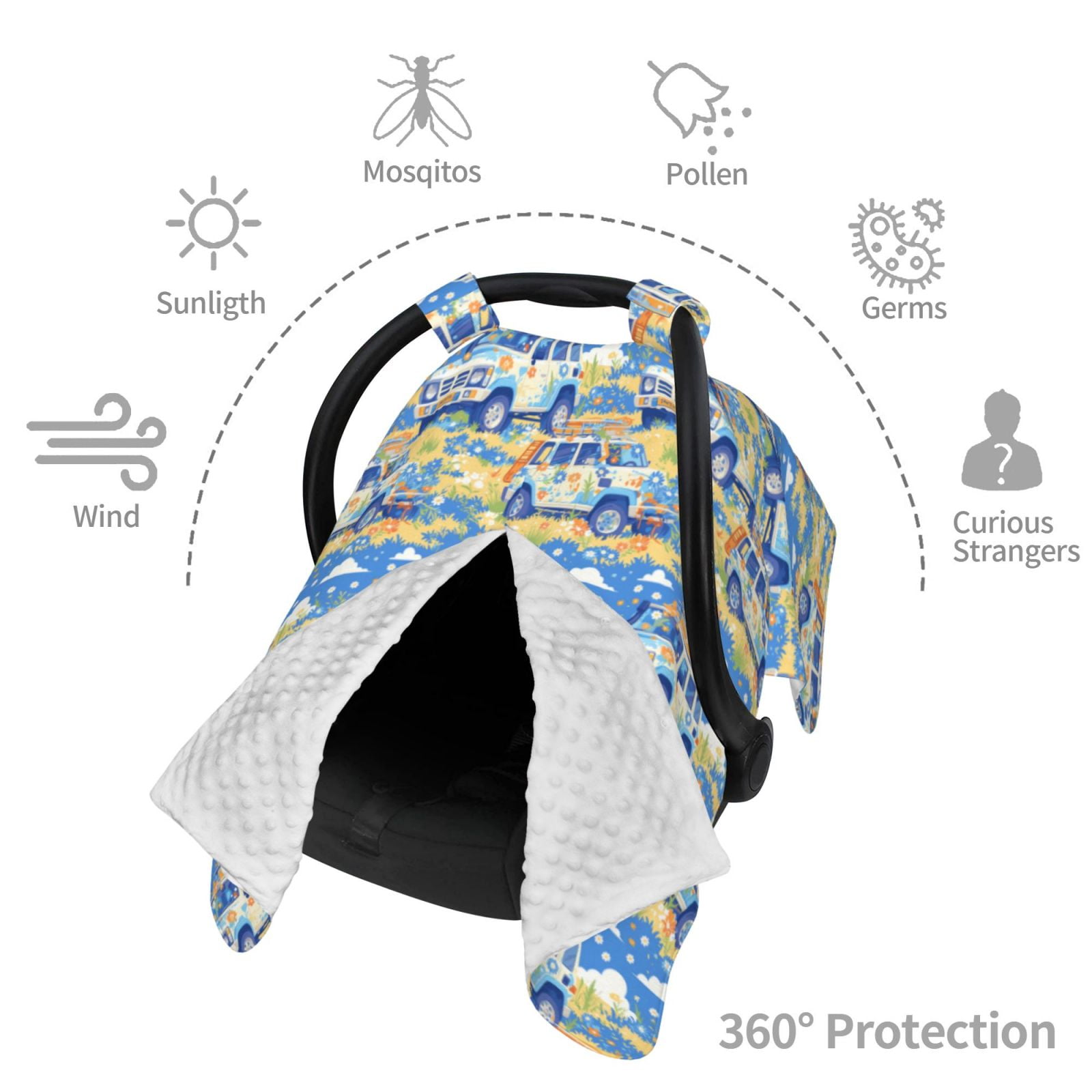 Car Seat Cover Baby - travel SUV summer daisy Breathable Infant Car Seat Cover for Baby Carseat, Lightweight Comfort Baby Essentials Must Haves Newborn Stuff for Girl Boy