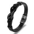 thumbnail image 1 of Pulsera de cuero unisex con signo de infinito Amor simbólico Pulsera trenzada de moda Brazalete-23 cm-Número infinito de acero negro, 1 of 5