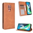 thumbnail image 2 of Compatible with Motorola Moto E7 Plus Case Magnetic Closure Vintage Pattern PU Leather Wallet Cover with Card Slots-Brown, 2 of 5