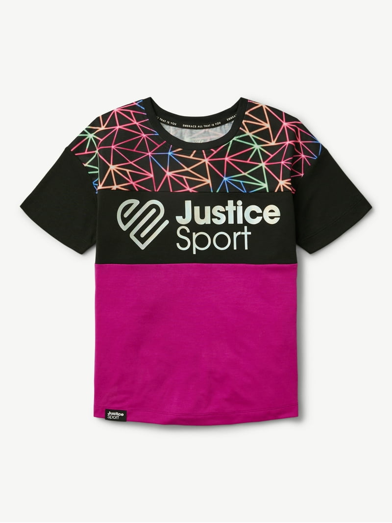 Justice Girls J-Sport Short Sleeve Print Block T-Shirt, XS-XLP