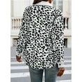 thumbnail image 5 of Women' Corduroy Leopard Jacket Button Down Long Sleeve Blouses Fall Jacket Casual Coat White XXXL, 5 of 6