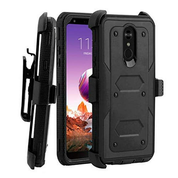 Mignova LG Stylo 4 case, heavy-duty shock-proof body protection rugged hybrid case with swivel belt clip and bracket for LG Stylo 4 case 2018(Black)
